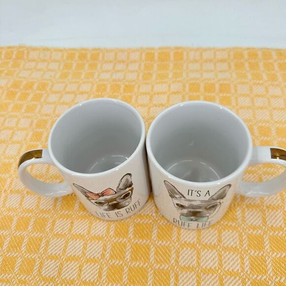 French Bulldog His Hers "Life is Ruff / Ruff Life" Coffee Mugs Valentine's Day - Picture 8 of 8